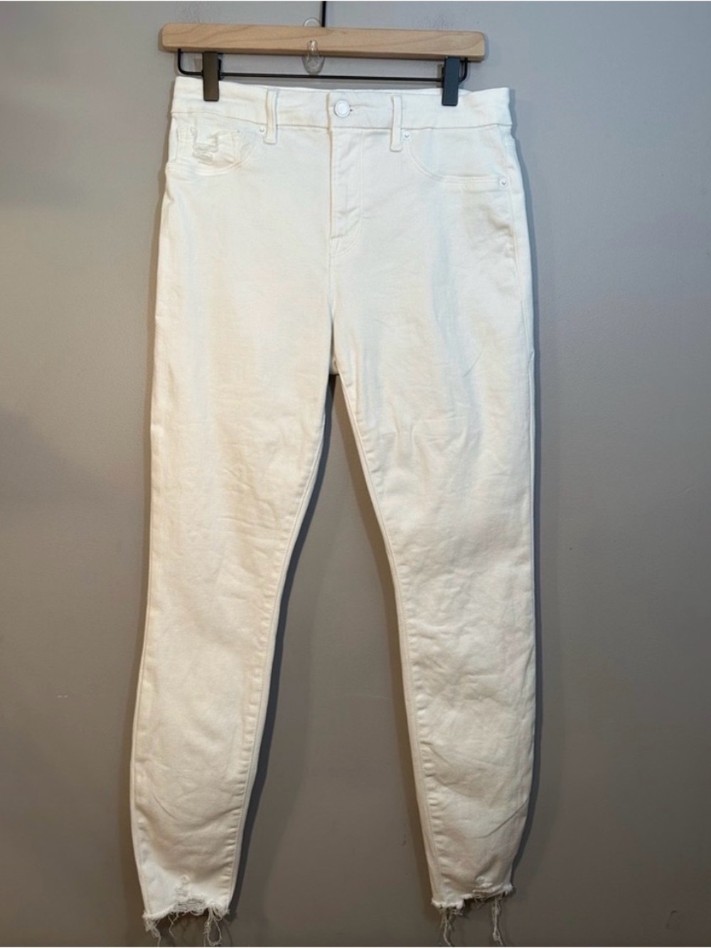 Good American Good Legs White Distressed Skinny Jeans Size 8/29 High Rise